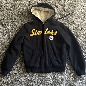 Womens Steelers zip up hoodie, size medium, fleece lined